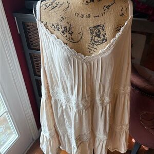 Torrid Festi Cream Lace Trim Sleeveless Dress